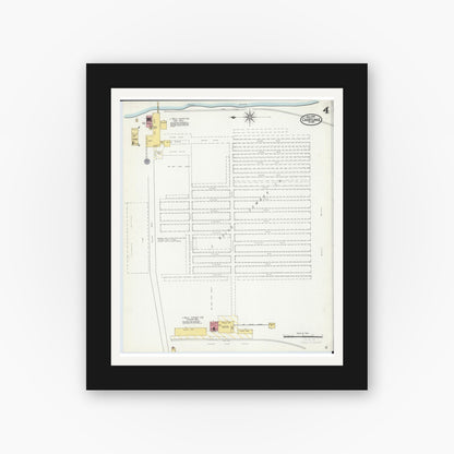 Old map wall art mockup — black gallery frame with white mat — Sanborn Fire Insurance Map from Cass Lake, Cass County, Minnesota (1904), Sheet #0004
