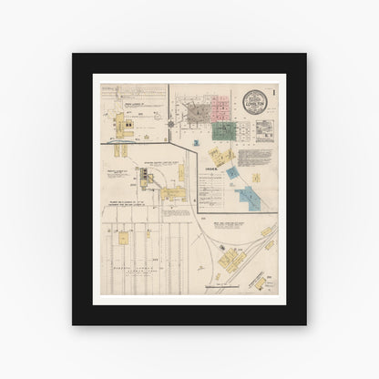 Old map wall art mockup — black gallery frame with white mat — Sanborn Fire Insurance Map from Loyalton, Sierra County, California (1912) - Complete Map Set