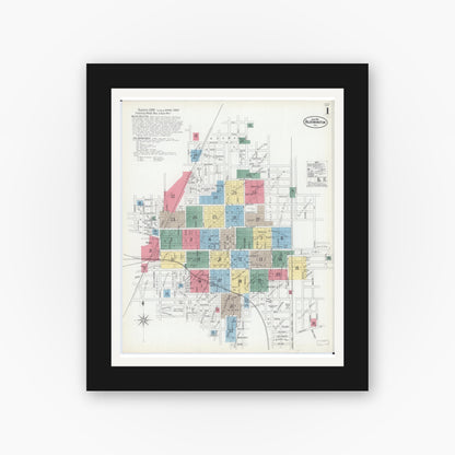 Old map wall art mockup — black gallery frame with white mat — Sanborn Fire Insurance Map from Bloomington, McLean County, Illinois (1901) - Complete Map Set
