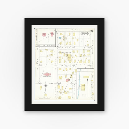 Old map wall art mockup — black gallery frame with white mat — Sanborn Fire Insurance Map from Independence, Buchanan County, Iowa (1913), Sheet #0003