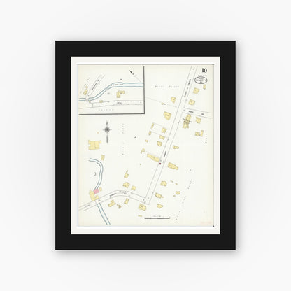 Old map wall art mockup — black gallery frame with white mat — Sanborn Fire Insurance Map from Liberty, Sullivan County, New York (1911), Sheet #0010
