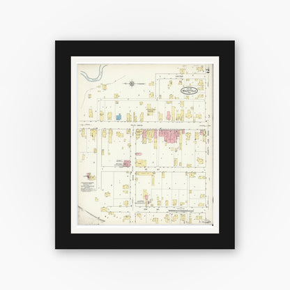 Old map wall art mockup — black gallery frame with white mat — Sanborn Fire Insurance Map from Wolcottville, Noble And LaGrange Counties, Indiana (1914), Sheet #0002