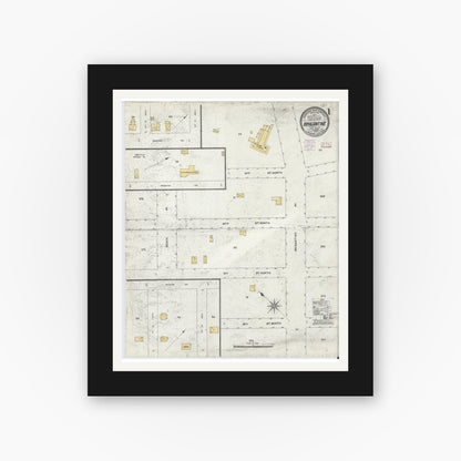 Old map wall art mockup — black gallery frame with white mat — Sanborn Fire Insurance Map from Brigantine, Atlantic County, New Jersey (1906) - Complete Map Set