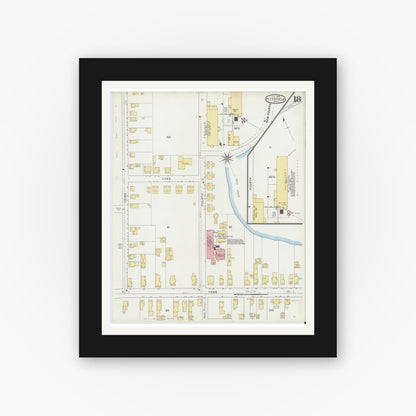 Old map wall art mockup — black gallery frame with white mat — Sanborn Fire Insurance Map from Pittsfield, Berkshire County, Massachusetts (1895), Sheet #0018