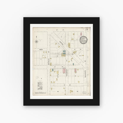 Old map wall art mockup — black gallery frame with white mat — Sanborn Fire Insurance Map from San Jacinto, Riverside County, California (1888) - Complete Map Set