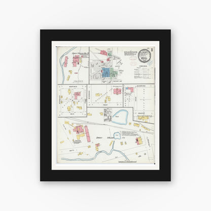 Old map wall art mockup — black gallery frame with white mat — Sanborn Fire Insurance Map from Barry, Pike County, Illinois (1898) - Complete Map Set