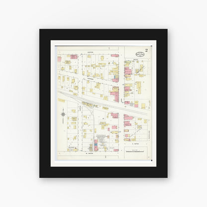 Old map wall art mockup — black gallery frame with white mat — Sanborn Fire Insurance Map from Brillion, Calumet County, Wisconsin (1913), Sheet #0002
