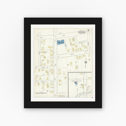 Old map wall art mockup — black gallery frame with white mat — Sanborn Fire Insurance Map from Hammondsport, Steuben County, New York (1913), Sheet #0002