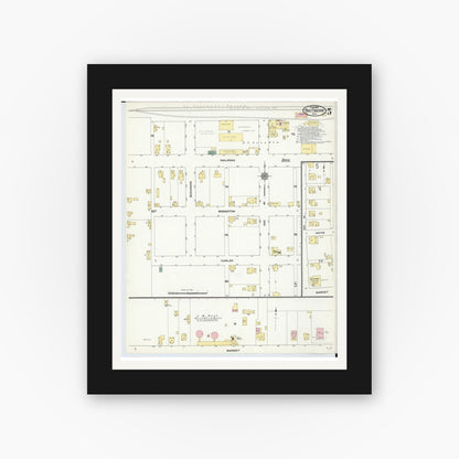 Old map wall art mockup — black gallery frame with white mat — Sanborn Fire Insurance Map from Baltimore, Fairfield County, Ohio (1910), Sheet #0005