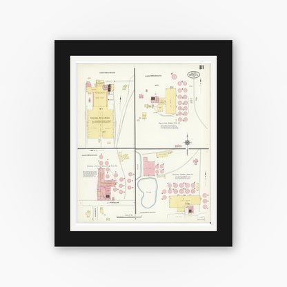 Old map wall art mockup — black gallery frame with white mat — Sanborn Fire Insurance Map from Brazil, Clay County, Indiana (1910), Sheet #0018