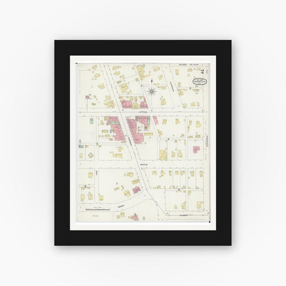 Old map wall art mockup — black gallery frame with white mat — Sanborn Fire Insurance Map from Rossville, Vermilion County, Illinois (1898), Sheet #0002