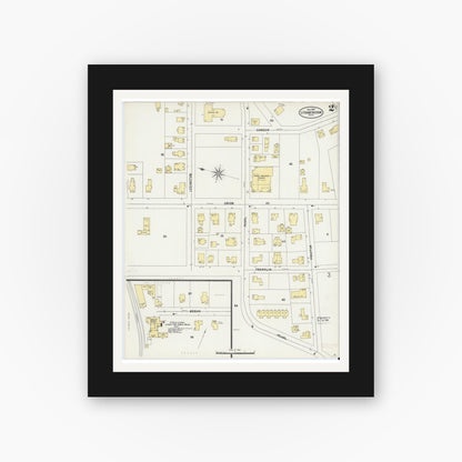 Old map wall art mockup — black gallery frame with white mat — Sanborn Fire Insurance Map from South Farmington, Middlesex County, Massachusetts (1897), Sheet #0002