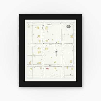 Old map wall art mockup — black gallery frame with white mat — Sanborn Fire Insurance Map from Pilot Point, Denton County, Texas (1921), Sheet #0008