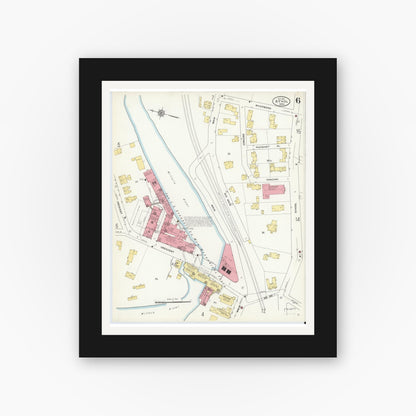 Old map wall art mockup — black gallery frame with white mat — Sanborn Fire Insurance Map from Athol, Worcester County, Massachusetts (1911), Sheet #0006