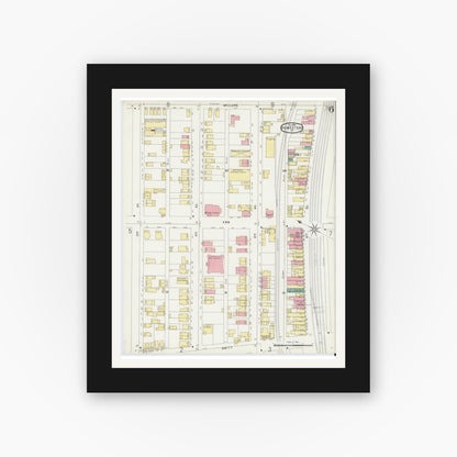 Old map wall art mockup — black gallery frame with white mat — Sanborn Fire Insurance Map from Homestead, Allegheny County, Pennsylvania (1896), Sheet #0006