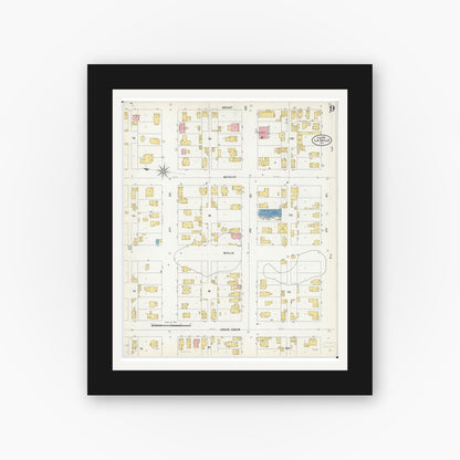 Old map wall art mockup — black gallery frame with white mat — Sanborn Fire Insurance Map from La Salle, La Salle County, Illinois (1906), Sheet #0009