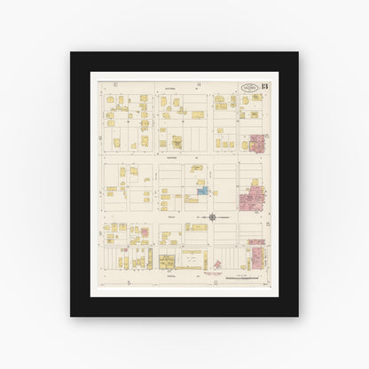 Old map wall art mockup — black gallery frame with white mat — Sanborn Fire Insurance Map from Calexico, Imperial County, California (1920), Sheet #0013