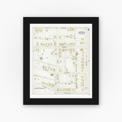 Old map wall art mockup — black gallery frame with white mat — Sanborn Fire Insurance Map from Washington, Warren County, New Jersey (1902), Sheet #0003