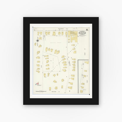 Old map wall art mockup — black gallery frame with white mat — Sanborn Fire Insurance Map from Charlevoix, Charlevoix County, Michigan (1917), Sheet #0008