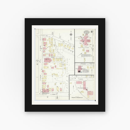 Old map wall art mockup — black gallery frame with white mat — Sanborn Fire Insurance Map from Athens, Athens County, Ohio (1914), Sheet #0011