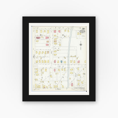 Old map wall art mockup — black gallery frame with white mat — Sanborn Fire Insurance Map from Delphos, Van Wert And Allen Counties, Ohio (1911), Sheet #0010