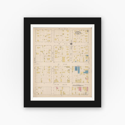 Old map wall art mockup — black gallery frame with white mat — Sanborn Fire Insurance Map from Cass Lake, Cass County, Minnesota (1922), Sheet #0002