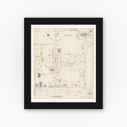 Old map wall art mockup — black gallery frame with white mat — Sanborn Fire Insurance Map from Williamstown, Berkshire County, Massachusetts (1922), Sheet #0005