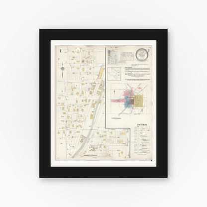 Old map wall art mockup — black gallery frame with white mat — Sanborn Fire Insurance Map from Troup, Smith County, Texas (1943) - Complete Map Set