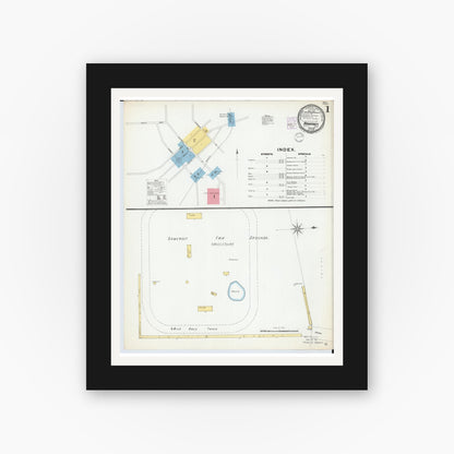 Old map wall art mockup — black gallery frame with white mat — Sanborn Fire Insurance Map from Somerset, Perry County, Ohio (1901) - Complete Map Set