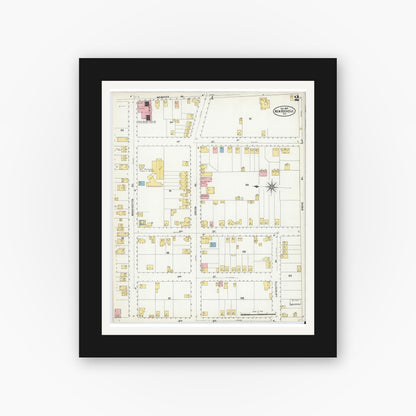 Old map wall art mockup — black gallery frame with white mat — Sanborn Fire Insurance Map from New Rochelle, Westchester County, New York (1903) - Complete Map Set