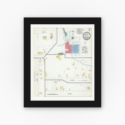 Old map wall art mockup — black gallery frame with white mat — Sanborn Fire Insurance Map from Eagle River, Vilas County, Wisconsin (1901) - Complete Map Set