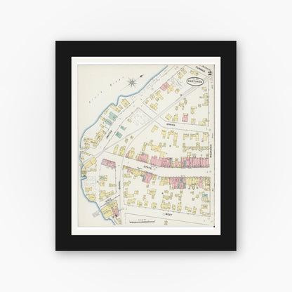 Old map wall art mockup — black gallery frame with white mat — Sanborn Fire Insurance Map from Carthage, Jefferson County, New York (1890) - Complete Map Set