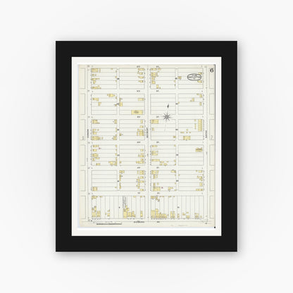 Old map wall art mockup — black gallery frame with white mat — Sanborn Fire Insurance Map from Hazleton, Luzerne County, Pennsylvania (1895), Sheet #0006
