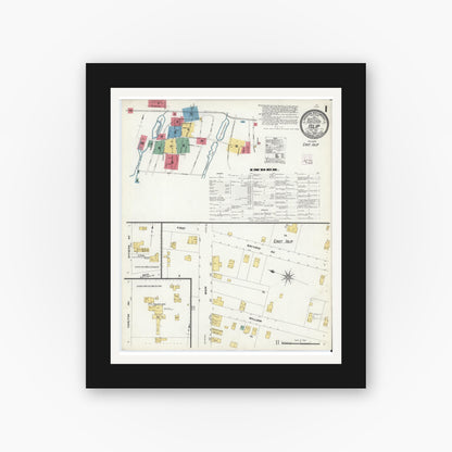 Old map wall art mockup — black gallery frame with white mat — Sanborn Fire Insurance Map from Islip, Suffolk County, New York (1909), Sheet #0001