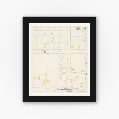 Old map wall art mockup — black gallery frame with white mat — Sanborn Fire Insurance Map from Concord, Contra Costa County, California (1917), Sheet #0004