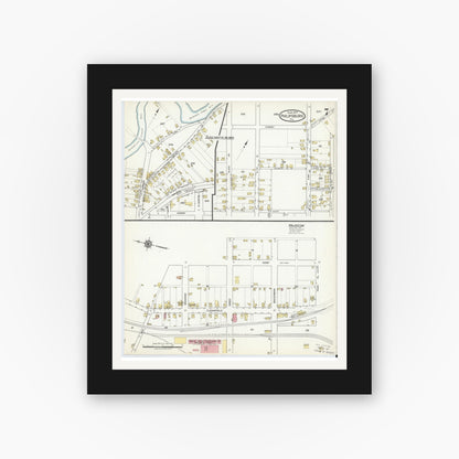 Old map wall art mockup — black gallery frame with white mat — Sanborn Fire Insurance Map from Philipsburg, Centre County, Pennsylvania (1917), Sheet #0007