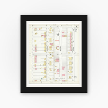 Old map wall art mockup — black gallery frame with white mat — Sanborn Fire Insurance Map from Ambridge, Beaver County, Pennsylvania (1905), Sheet #0004