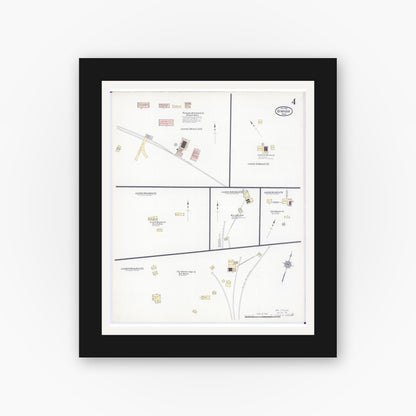 Old map wall art mockup — black gallery frame with white mat — Sanborn Fire Insurance Map from Biwabik, Saint Louis County, Minnesota (1912), Sheet #0004