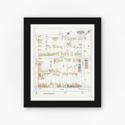 Old map wall art mockup — black gallery frame with white mat — Sanborn Fire Insurance Map from Shippensburg, Cumberland And Franklin Counties, Pennsylvania (1921), Sheet #0009