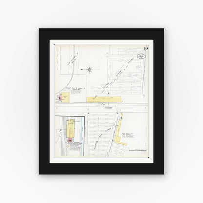 Old map wall art mockup — black gallery frame with white mat — Sanborn Fire Insurance Map from Cairo, Alexander County, Illinois (1901), Sheet #0019