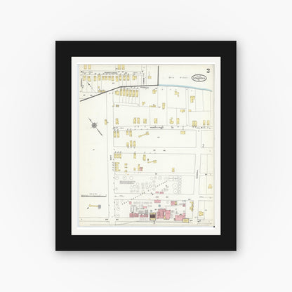 Old map wall art mockup — black gallery frame with white mat — Sanborn Fire Insurance Map from Coraopolis, Allegheny County, Pennsylvania (1911), Sheet #0002