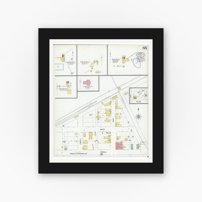 Old map wall art mockup — black gallery frame with white mat — Sanborn Fire Insurance Map from Joplin, Jasper County, Missouri (1900), Sheet #0035