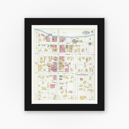 Old map wall art mockup — black gallery frame with white mat — Sanborn Fire Insurance Map from Fort Atkinson, Jefferson County, Wisconsin (1904), Sheet #0004