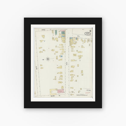 Old map wall art mockup — black gallery frame with white mat — Sanborn Fire Insurance Map from Sodus, Wayne County, New York (1889), Sheet #0002