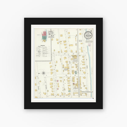 Old map wall art mockup — black gallery frame with white mat — Sanborn Fire Insurance Map from Emlenton, Venango County, Pennsylvania (1904) - Complete Map Set