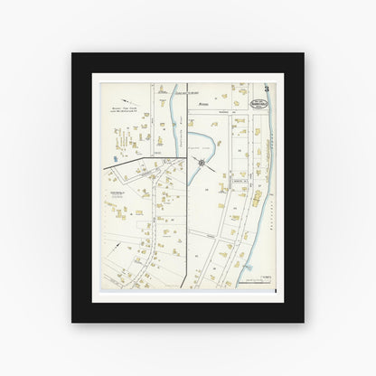 Old map wall art mockup — black gallery frame with white mat — Sanborn Fire Insurance Map from Barnstable, Barnstable County, Massachusetts (1916), Sheet #0003