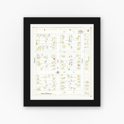 Old map wall art mockup — black gallery frame with white mat — Sanborn Fire Insurance Map from Boone, Boone County, Iowa (1900), Sheet #0009