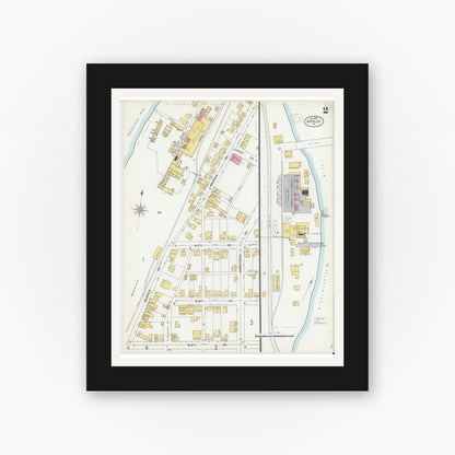 Old map wall art mockup — black gallery frame with white mat — Sanborn Fire Insurance Map from Apollo, Armstrong County, Pennsylvania (1899), Sheet #0002