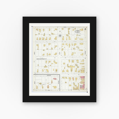 Old map wall art mockup — black gallery frame with white mat — Sanborn Fire Insurance Map from Clare, Clare County, Michigan (1899), Sheet #0003