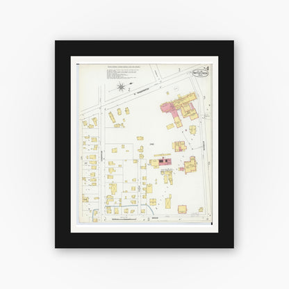 Old map wall art mockup — black gallery frame with white mat — Sanborn Fire Insurance Map from Battle Creek, Calhoun County, Michigan (1899), Sheet #0004